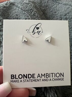 ambition Silver Heart Tip Stud Earrings